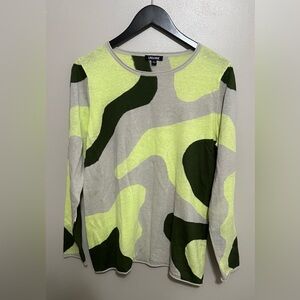 UNWINE long sleeve camouflage crew neck lightweight linen cotton sweater Size Lg